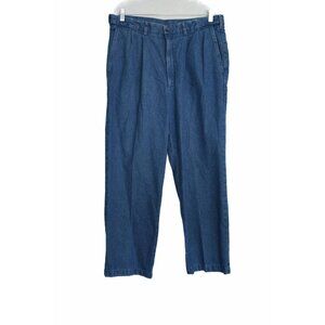 Haggar Womens Blue Denim Jeans Cotton Solid Square Pants 4 Pockets Size 36x29